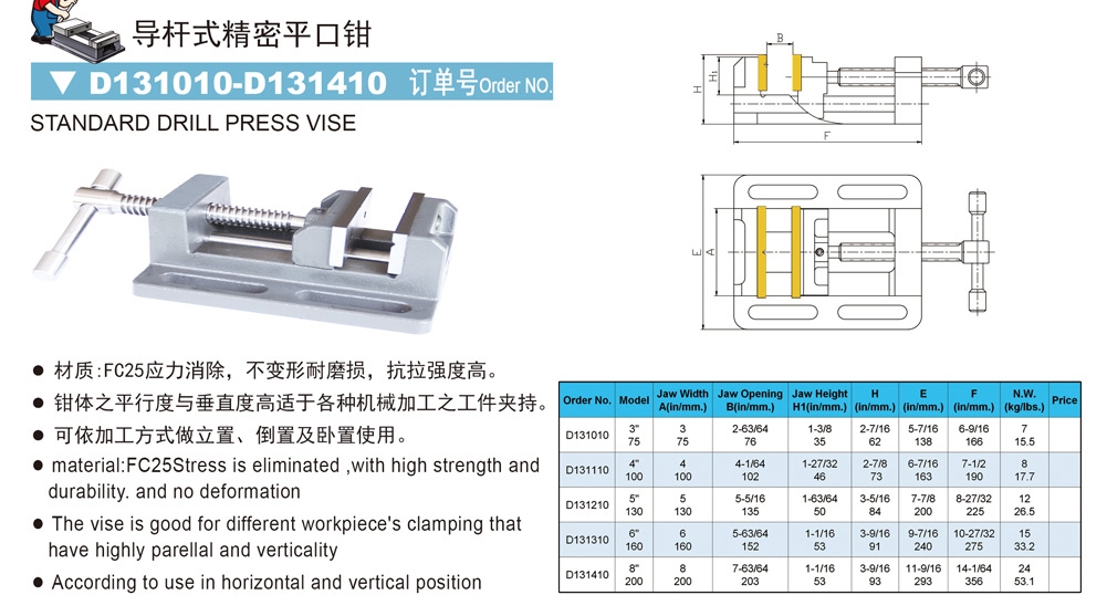 STANDARD DRILL PRESS VISE
